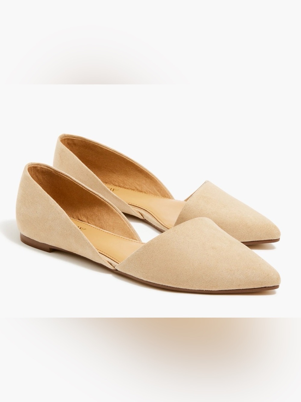 J. Crew Cream Suede Pointed-Toe D'Orsay Flats